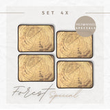 SET ANGEBOT | 4xTischunterlage in Jahresring Holzoptik - Rechteckig