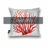 Quadratischer Kissenbezug Coral - Rot auf Creme, 45 x 45 cm