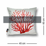 Quadratischer Kissenbezug Coral - Rot auf Creme, 45 x 45 cm