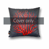 Coral Square Cushion Cover - Red on Grey, 45 x 45 cm