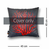Coral Square Cushion Cover - Red on Grey, 45 x 45 cm