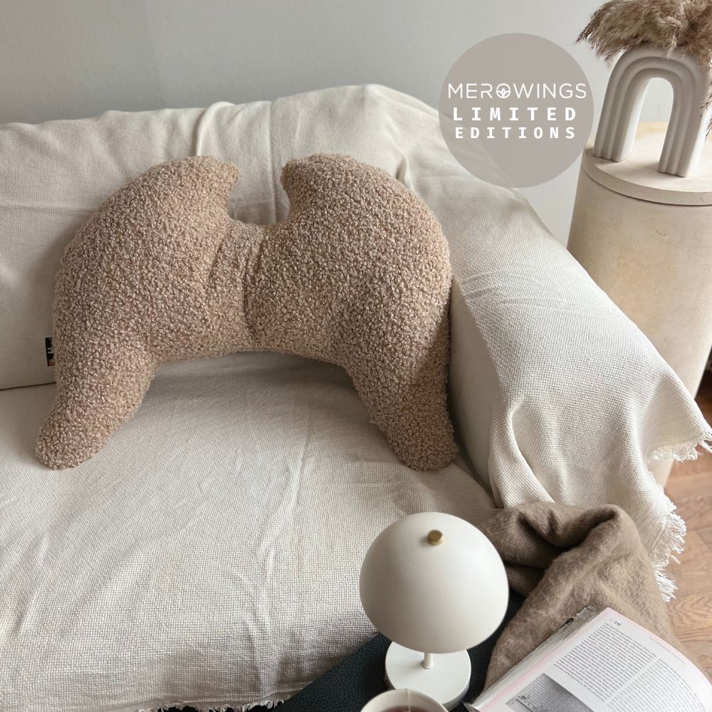 New* Grace Wings Pillow Almond Bouclé | Limited Edition