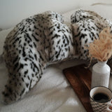 Joy Wings Pillow Snow Leopard - Faux Fur, Black, White & Cream