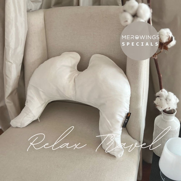 Relax Travel Wings Pillow Cover Cotton Satin - Special Edition - White