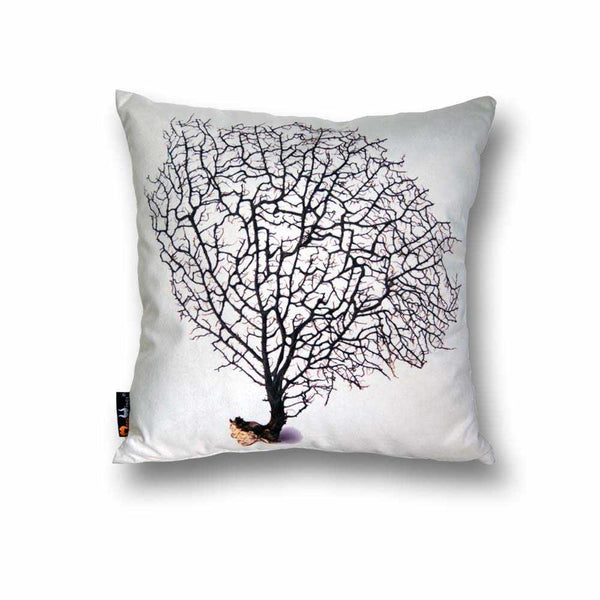 Coral Square Cushion - Black on Cream, 45 x 45 cm
