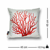 Coral Square Cushion - Red on Cream, 45 x 45 cm