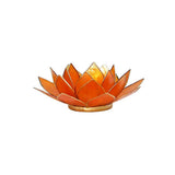 Lotus Flower Tea Light Holder Amber Orange