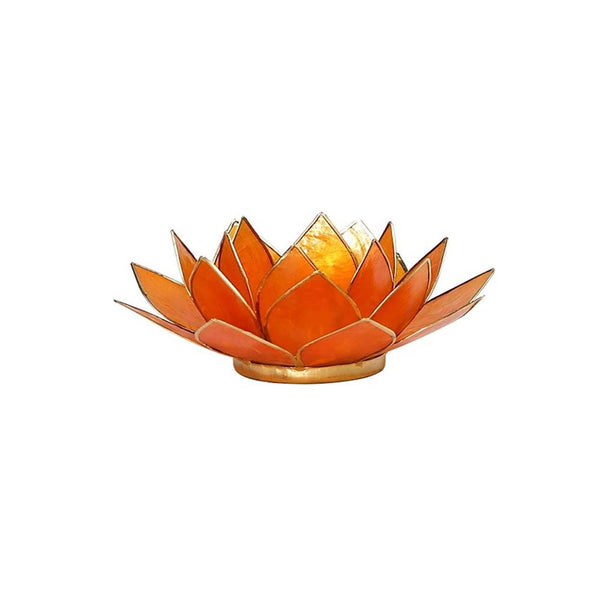 Lotusblüte Teelichthalter Bernstein Orange